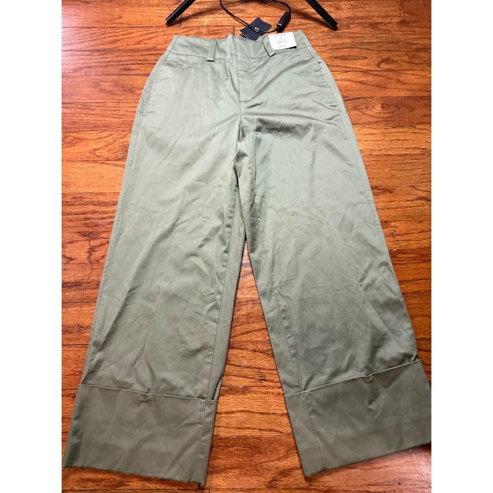 Woolworths Khaki Chino Wide Leg High Rise Relaxed Fit Pants Size 8 NWT